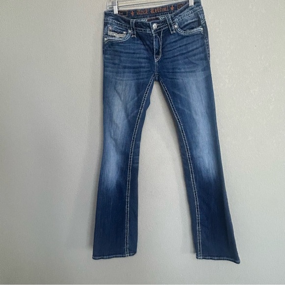 Rock Revival Kailyn Bootcut Jeans Women’s 29 Blue Denim Stretch Embellished - Picture 1 of 10